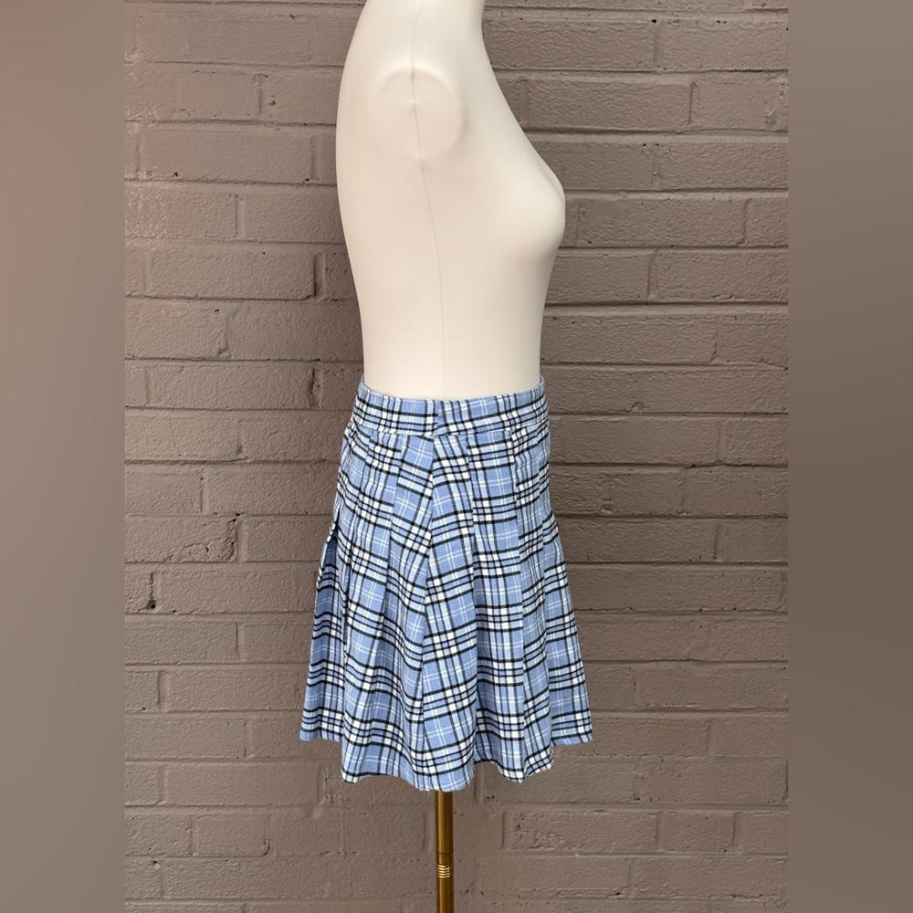 Hollister blue plaid pleated flannel mini skirt S - Picture 4 of 11